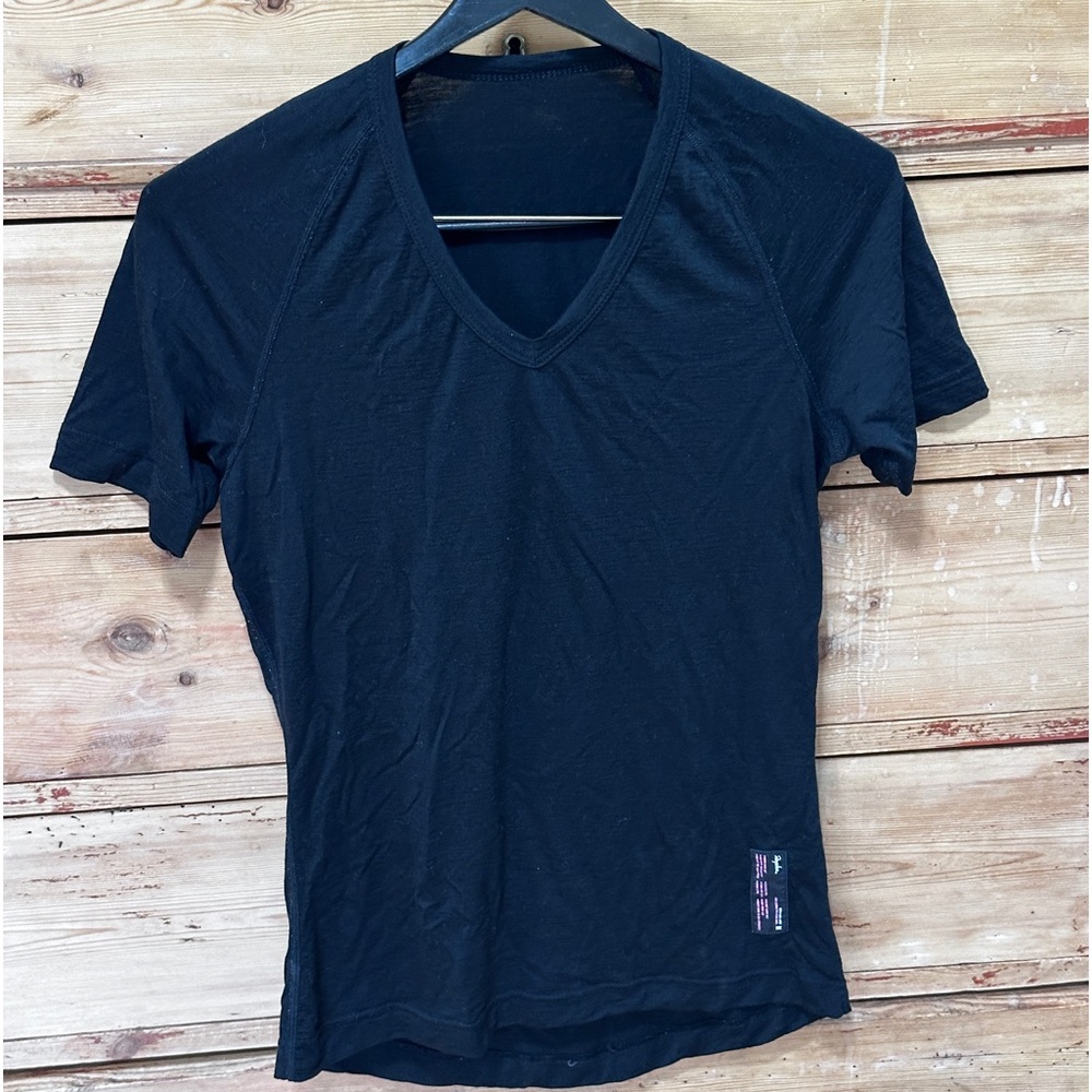 Rapha Black Wool short sleeve V-neck